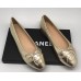 Эксклюзивная брендовая модель Женские кожаные  брендовые  балетки Chanel Cruise золотые