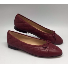 Женские брендовые кожаные балетки Chanel Cruise Low Dark Red V