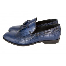 Мужские кожаные летние туфли Gucci синие