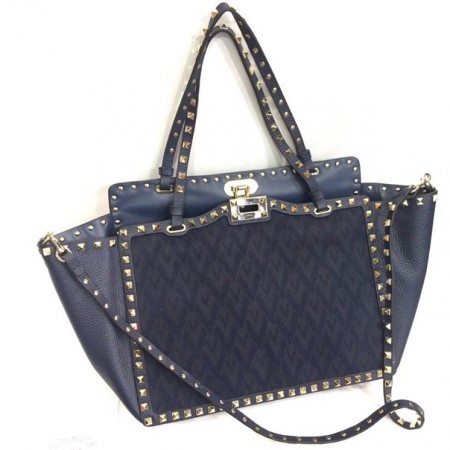 Эксклюзивная брендовая модель Женская кожаная сумка Valentino Garavani Rockstud синяя