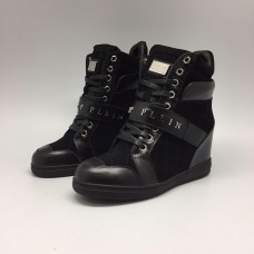 Женские осенние высокие кроссовки Philipp Plein Anniston черные