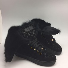 Зимние женские кеды Louis Vuitton Full Black с мехом