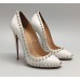 Эксклюзивная брендовая модель Женские белые кожаные туфли Christian Louboutin Pigalle с шипами на высоком каблуке