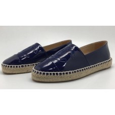 Женские лаковые кожаные эспадрильи Chanel синие