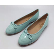 Женские брендовые кожаные балетки Chanel Cruise голубые