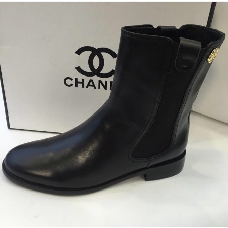 Эксклюзивная брендовая модель Женские осенние брендовые кожаные сапоги Chanel Black
