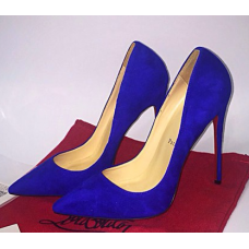 Женские замшевые синие туфли Christian Louboutin Pigalle Blue