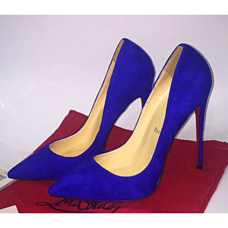 Эксклюзивная брендовая модель Женские замшевые синие туфли Christian Louboutin Pigalle Blue