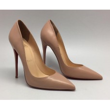 Женские брендовые бежевые кожаные туфли Christian Louboutin