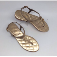 Женские брендовые кожаные сандалии Chanel Cruise Gold