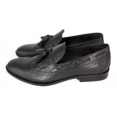 Мужские кожаные летние туфли Gucci черные