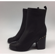 Женские осенние брендовые кожаные сапоги Chanel Cruise черные