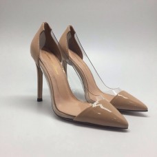Женские кожаные лакированные туфли Gianvito Rossi бежевые
