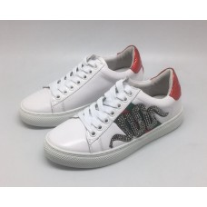 Женские кожаные летние кроссовки Gucci Ace белые со змеей