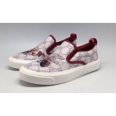 Женские летние слипоны Gucci серые с принтом