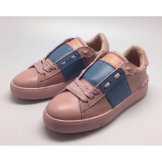 Женские кожаные розовые кроссовки Valentino Garavani Rockstud Open розовые