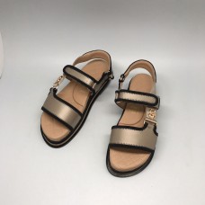 Женские летние кожаные сандалии Chanel Cruise бронзовые на высокой подошве