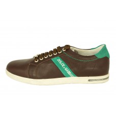 Мужские кожаные летние кроссовки Dolce&Gabbana коричневые