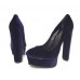Эксклюзивная брендовая модель Женские замшевые туфли на платформе и высоком каблуке Casadei темно синие