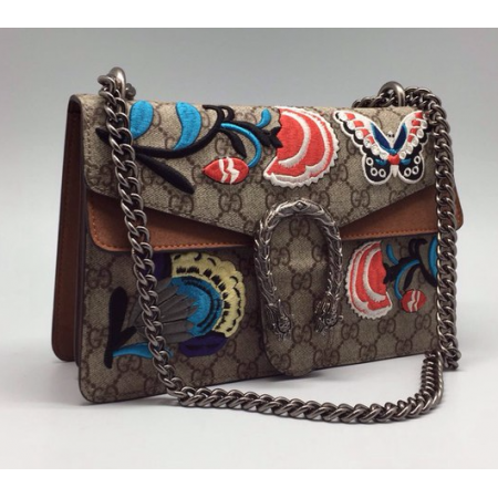 Эксклюзивная брендовая модель Женская сумка Gucci серая с узорами