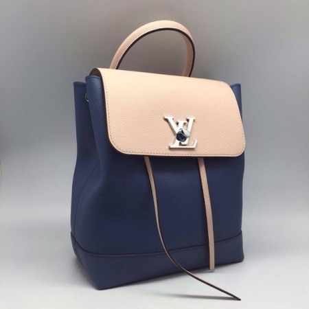 Эксклюзивная брендовая модель Женский брендовый кожаный рюкзак Louis Vuitton LockMe Blue